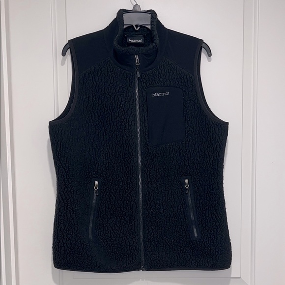 Marmot Women's Black Sherpa Polartec Fleece Vest - Picture 1 of 3